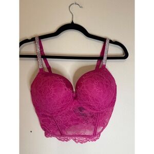 Victoria's Secret Bombshell Very Sexy Push-Up Corset Top Pink Bling Size 34D NWT